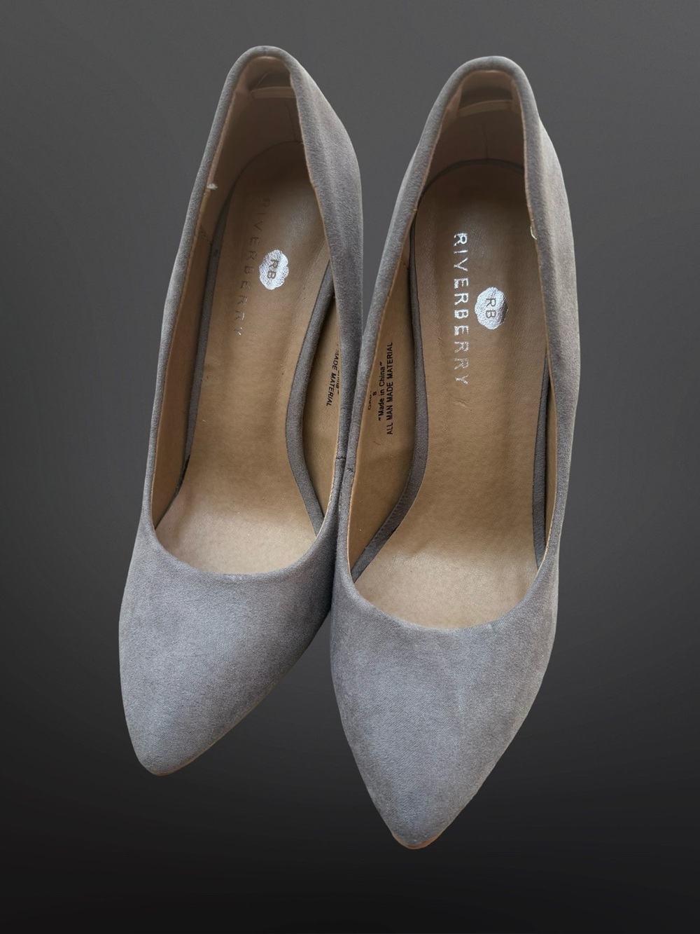 Riverberry Grey Pointed-Toe Suede Pumps Size 8